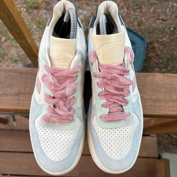 VEJA V10 Suede Sneakers Multi Color Lace Up Casual Shoe Women’s 10 Ribbon Laces - Picture 4 of 13